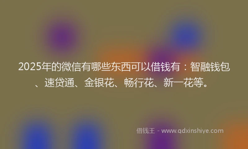2025年的微信有哪些东西可以借钱有：智融钱包、速贷通、金银花、畅行花、新一花等。