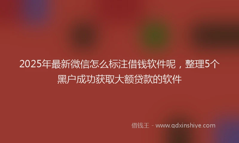 2025年最新微信怎么标注借钱软件呢，整理5个黑户成功获取大额贷款的软件