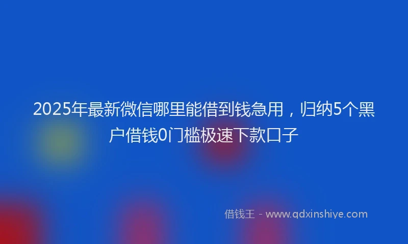 2025年最新微信哪里能借到钱急用，归纳5个黑户借钱0门槛极速下款口子