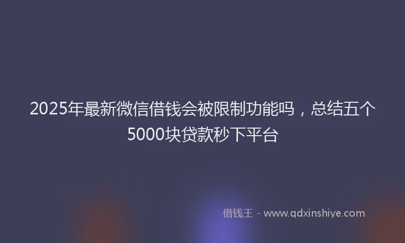 2025年最新微信借钱会被限制功能吗，总结五个5000块贷款秒下平台