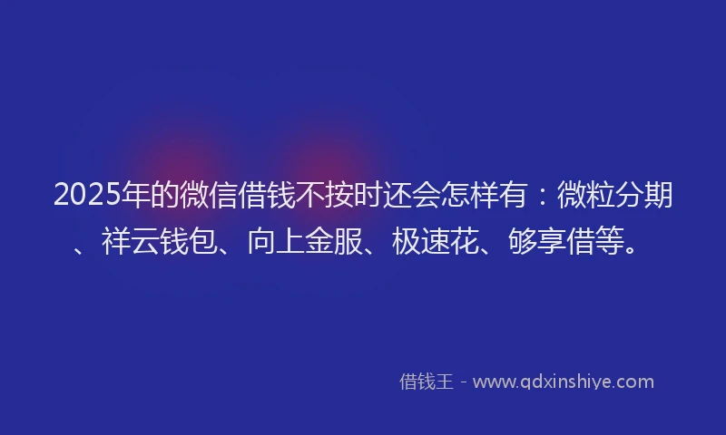 2025年的微信借钱不按时还会怎样有：微粒分期、祥云钱包、向上金服、极速花、够享借等。