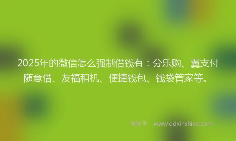 2025年的微信怎么强制借钱有：分乐购、翼支付随意借、友福租机、便捷钱包、钱袋管家等。