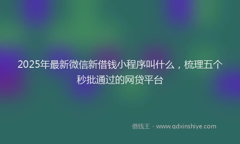 2025年最新微信新借钱小程序叫什么，梳理五个秒批通过的网贷平台