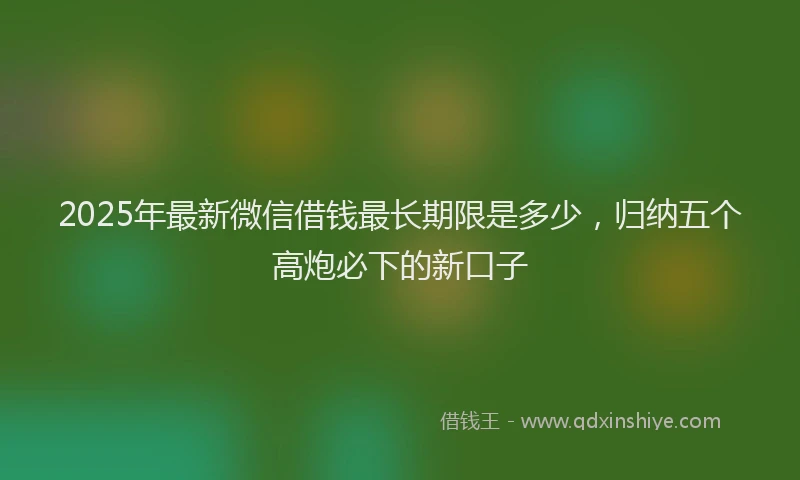 2025年最新微信借钱最长期限是多少，归纳五个高炮必下的新口子