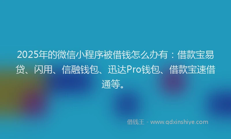 2025年的微信小程序被借钱怎么办有：借款宝易贷、闪用、信融钱包、迅达Pro钱包、借款宝速借通等。