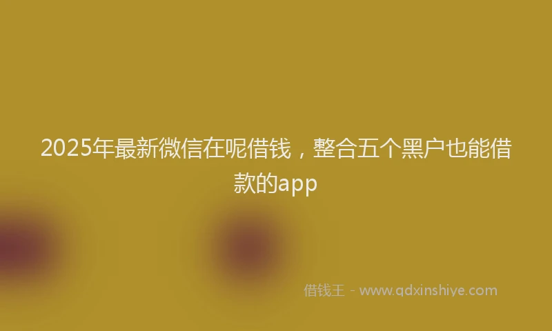 2025年最新微信在呢借钱，整合五个黑户也能借款的app