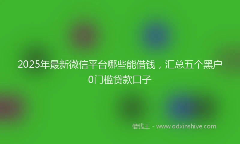 2025年最新微信平台哪些能借钱，汇总五个黑户0门槛贷款口子