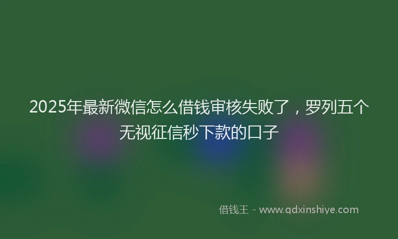 2025年最新微信怎么借钱审核失败了，罗列五个无视征信秒下款的口子