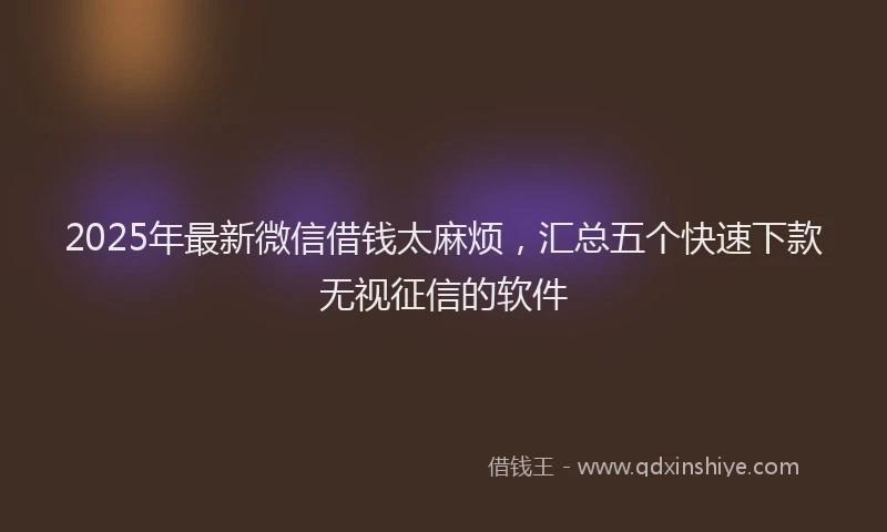 2025年最新微信借钱太麻烦，汇总五个快速下款无视征信的软件