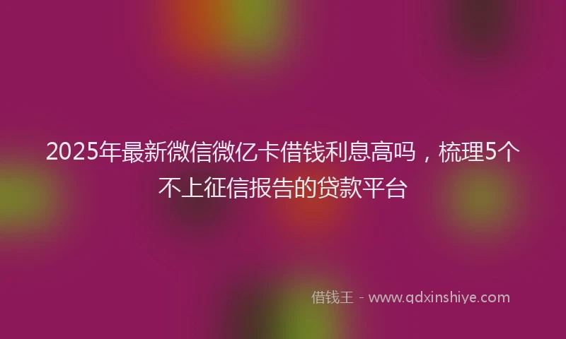 2025年最新微信微亿卡借钱利息高吗，梳理5个不上征信报告的贷款平台