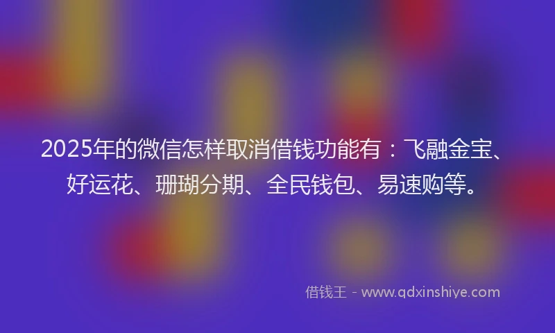 2025年的微信怎样取消借钱功能有：飞融金宝、好运花、珊瑚分期、全民钱包、易速购等。