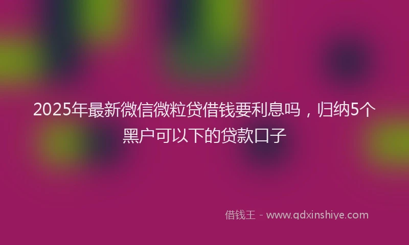 2025年最新微信微粒贷借钱要利息吗，归纳5个黑户可以下的贷款口子