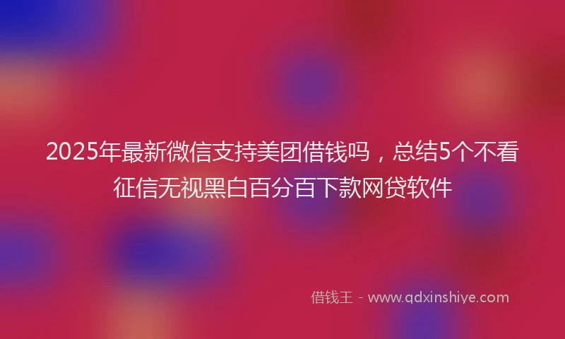 2025年最新微信支持美团借钱吗，总结5个不看征信无视黑白百分百下款网贷软件
