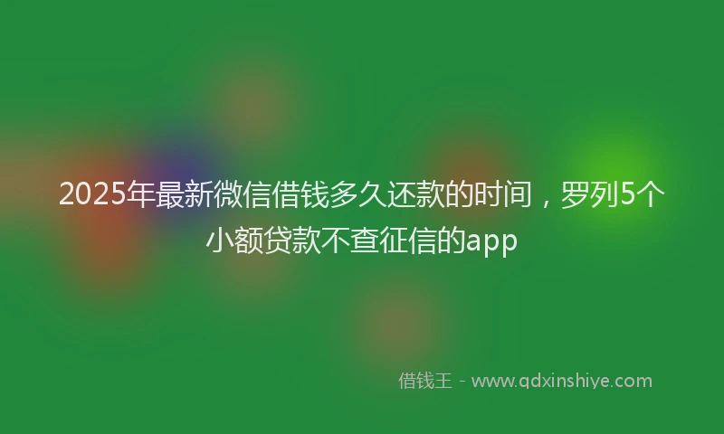 2025年最新微信借钱多久还款的时间，罗列5个小额贷款不查征信的app