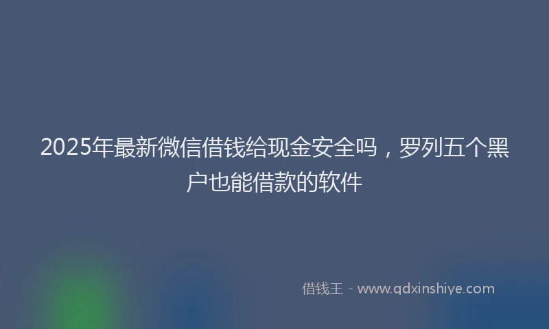 2025年最新微信借钱给现金安全吗，罗列五个黑户也能借款的软件