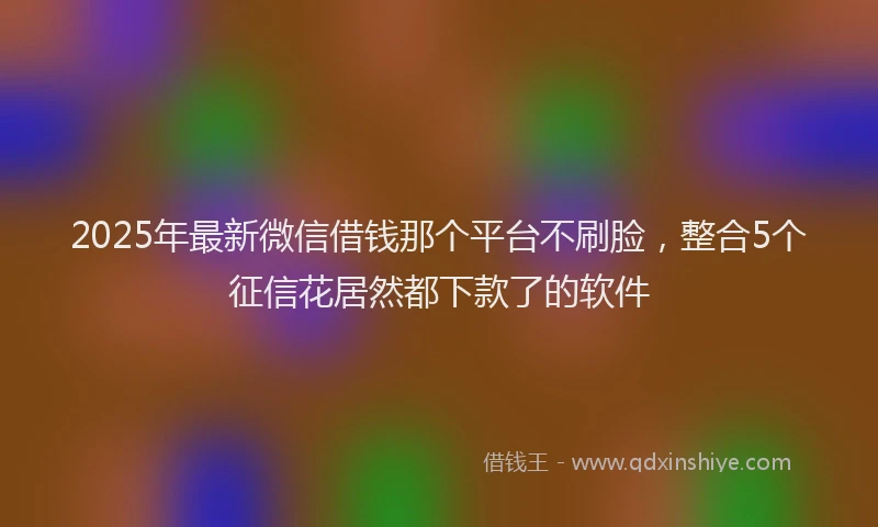 2025年最新微信借钱那个平台不刷脸，整合5个征信花居然都下款了的软件