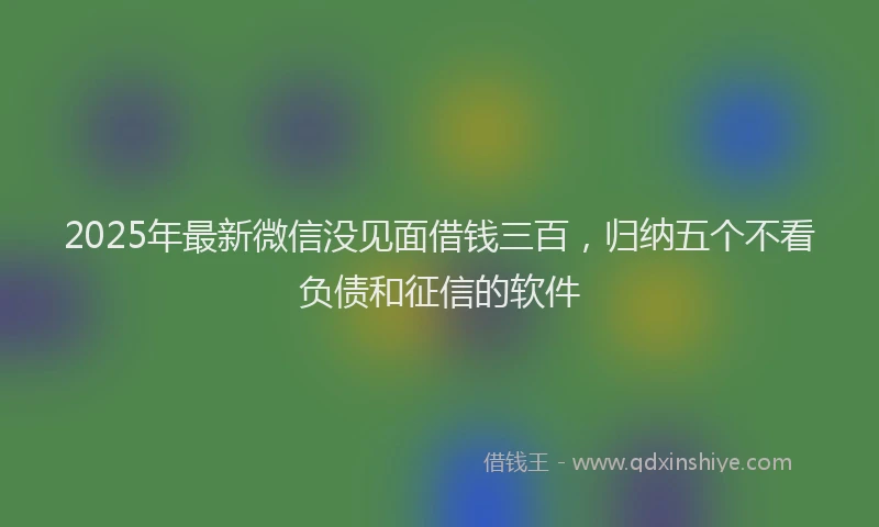 2025年最新微信没见面借钱三百，归纳五个不看负债和征信的软件