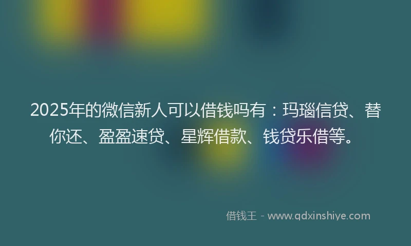 2025年的微信新人可以借钱吗有：玛瑙信贷、替你还、盈盈速贷、星辉借款、钱贷乐借等。