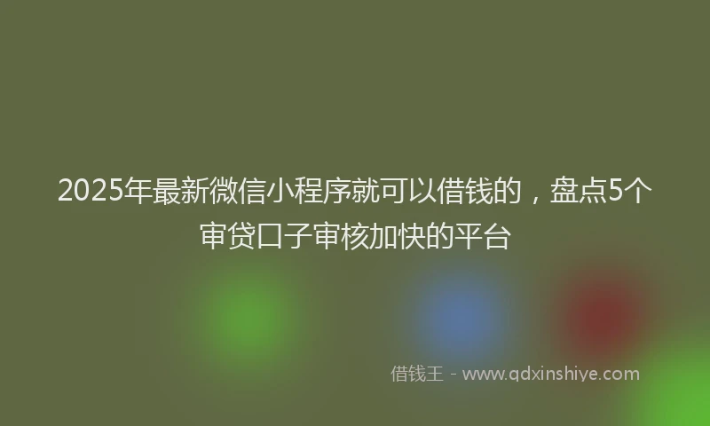 2025年最新微信小程序就可以借钱的，盘点5个审贷口子审核加快的平台