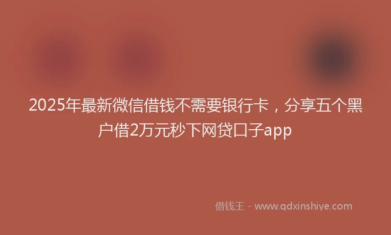 2025年最新微信借钱不需要银行卡，分享五个黑户借2万元秒下网贷口子app
