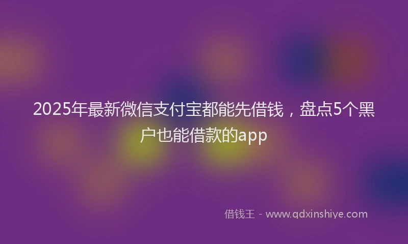 2025年最新微信支付宝都能先借钱，盘点5个黑户也能借款的app
