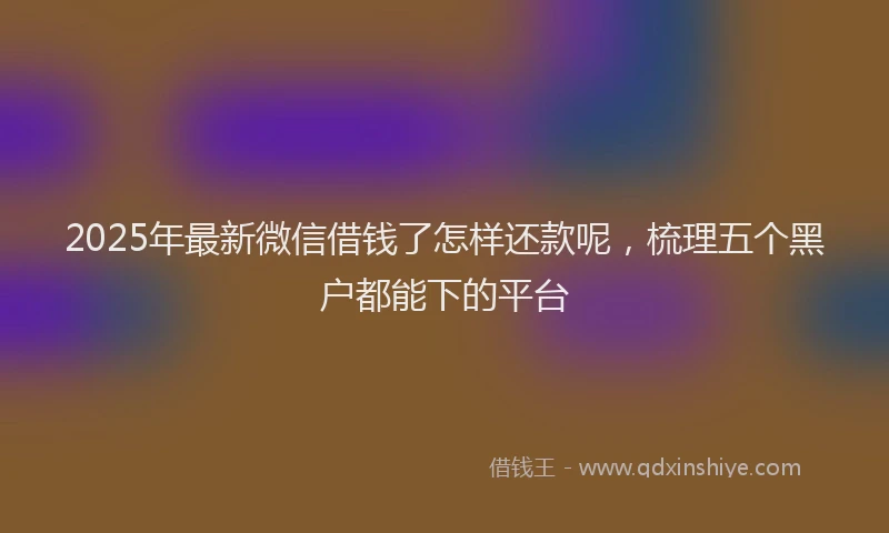 2025年最新微信借钱了怎样还款呢，梳理五个黑户都能下的平台