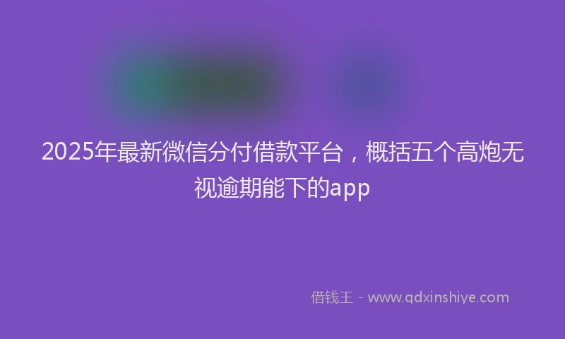 2025年最新微信分付借款平台，概括五个高炮无视逾期能下的app