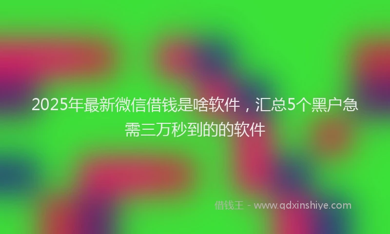 2025年最新微信借钱是啥软件，汇总5个黑户急需三万秒到的的软件