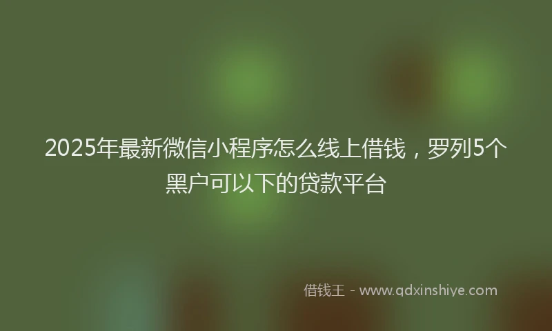 2025年最新微信小程序怎么线上借钱，罗列5个黑户可以下的贷款平台