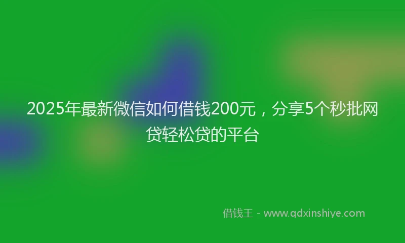 2025年最新微信如何借钱200元，分享5个秒批网贷轻松贷的平台
