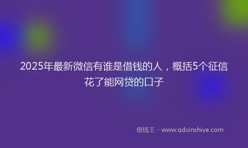 2025年最新微信有谁是借钱的人，概括5个征信花了能网贷的口子