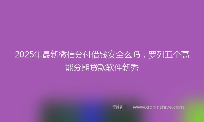 2025年最新微信分付借钱安全么吗，罗列五个高能分期贷款软件新秀