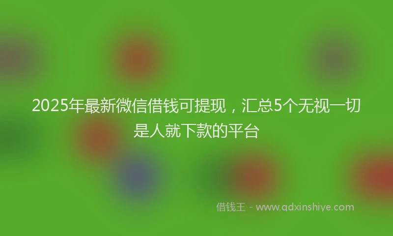2025年最新微信借钱可提现，汇总5个无视一切是人就下款的平台