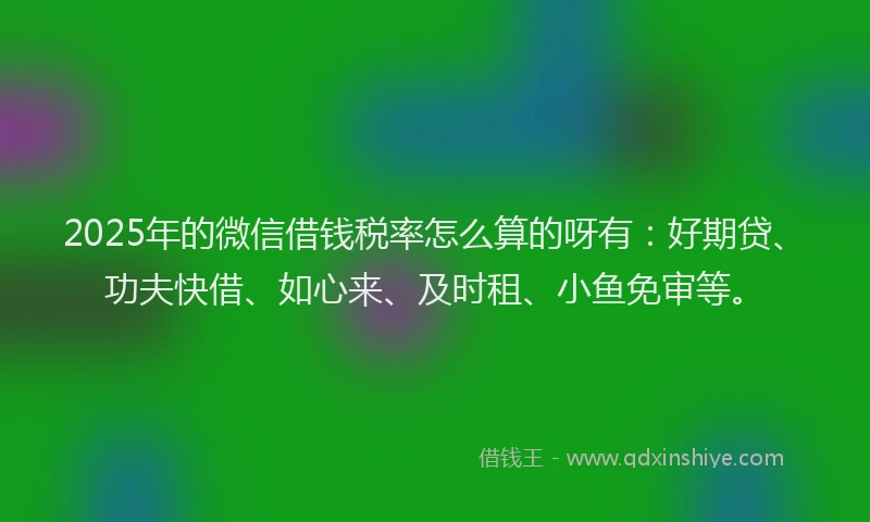 2025年的微信借钱税率怎么算的呀有：好期贷、功夫快借、如心来、及时租、小鱼免审等。