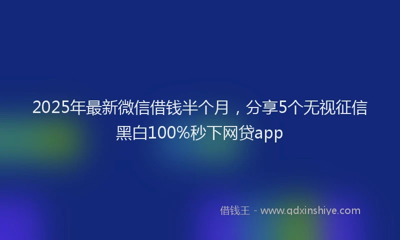 2025年最新微信借钱半个月，分享5个无视征信黑白100%秒下网贷app