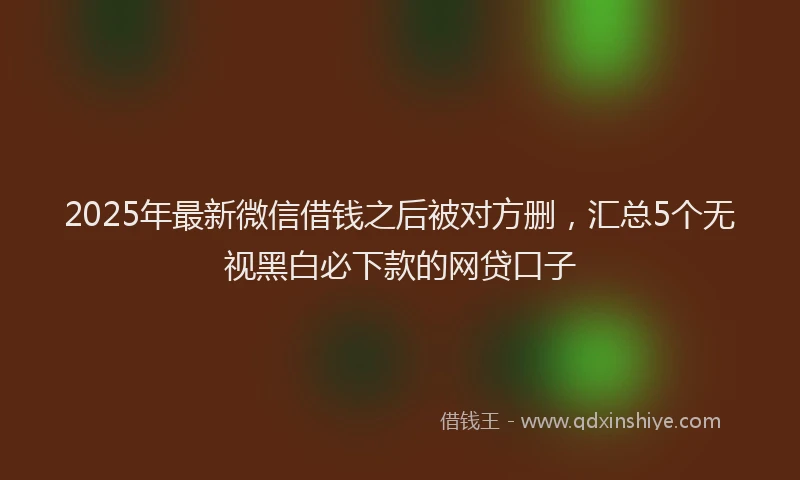 2025年最新微信借钱之后被对方删，汇总5个无视黑白必下款的网贷口子