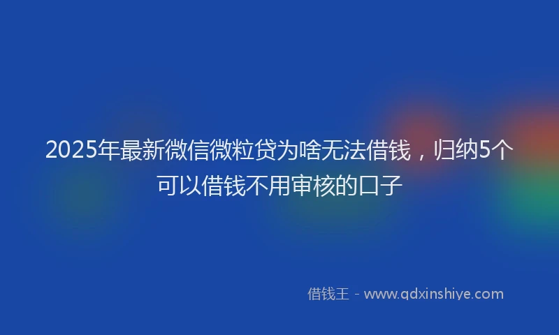 2025年最新微信微粒贷为啥无法借钱，归纳5个可以借钱不用审核的口子