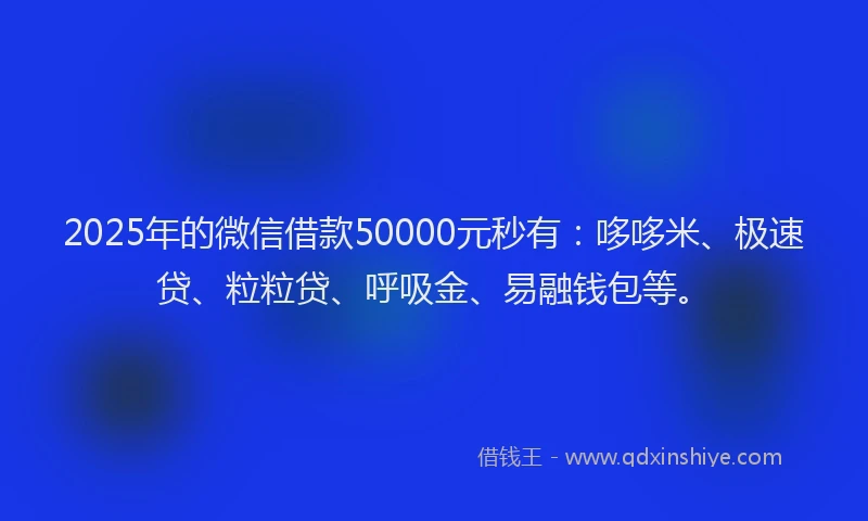 2025年的微信借款50000元秒有：哆哆米、极速贷、粒粒贷、呼吸金、易融钱包等。