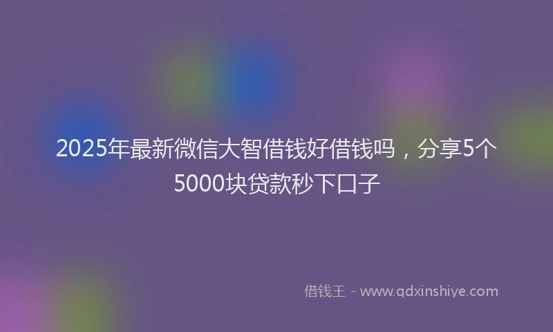 2025年最新微信大智借钱好借钱吗，分享5个5000块贷款秒下口子