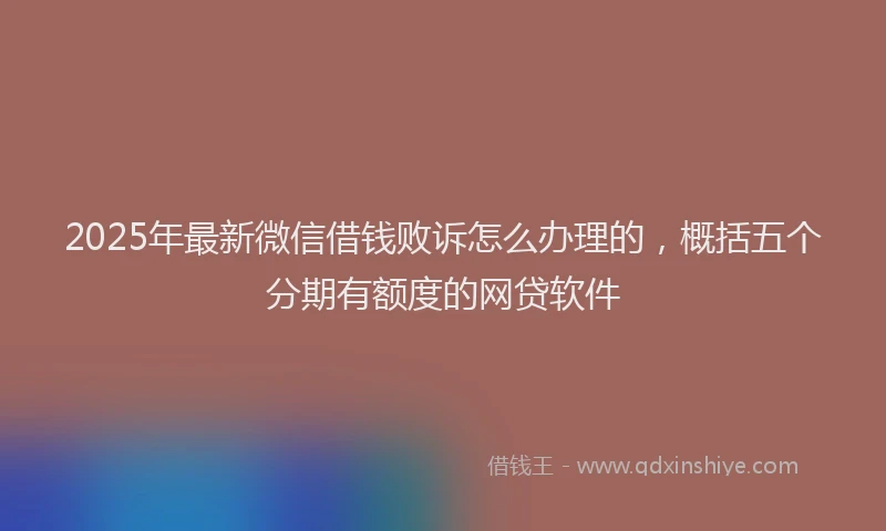 2025年最新微信借钱败诉怎么办理的，概括五个分期有额度的网贷软件