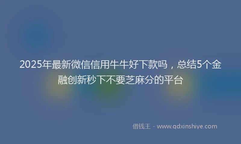 2025年最新微信信用牛牛好下款吗，总结5个金融创新秒下不要芝麻分的平台