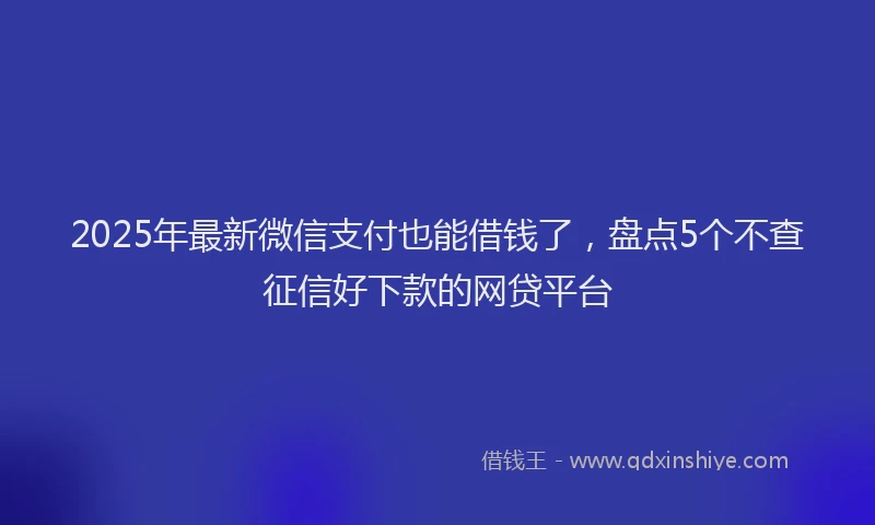 2025年最新微信支付也能借钱了，盘点5个不查征信好下款的网贷平台