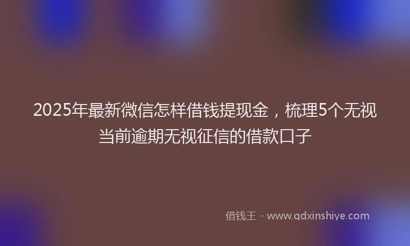 2025年最新微信怎样借钱提现金，梳理5个无视当前逾期无视征信的借款口子