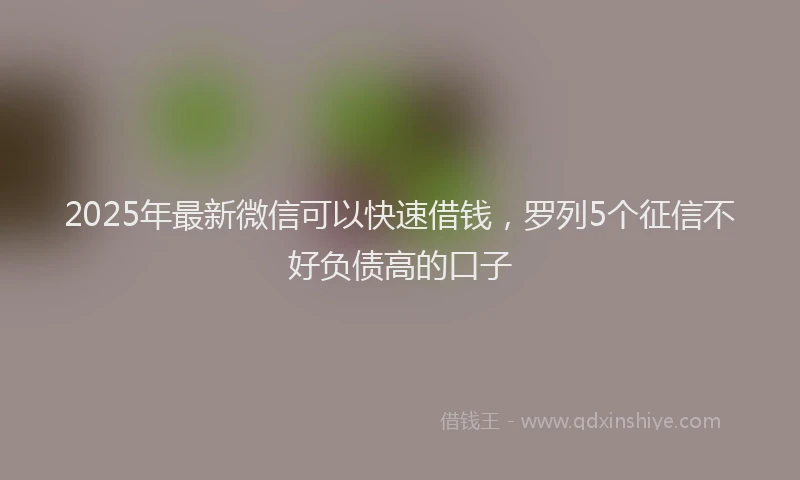 2025年最新微信可以快速借钱，罗列5个征信不好负债高的口子