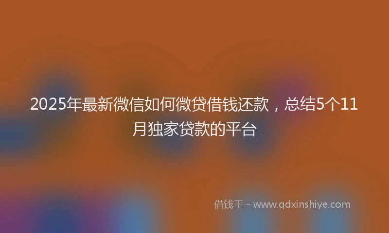 2025年最新微信如何微贷借钱还款，总结5个11月独家贷款的平台