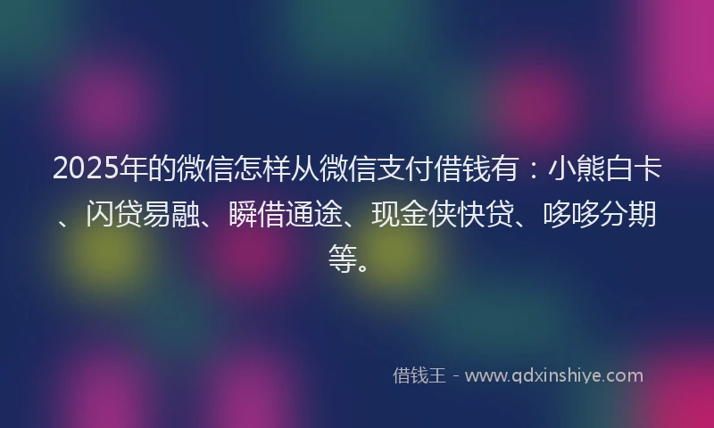 2025年的微信怎样从微信支付借钱有：小熊白卡、闪贷易融、瞬借通途、现金侠快贷、哆哆分期等。