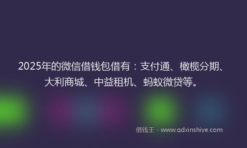 2025年的微信借钱包借有：支付通、橄榄分期、大利商城、中益租机、蚂蚁微贷等。