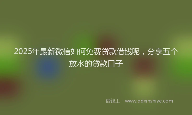 2025年最新微信如何免费贷款借钱呢，分享五个放水的贷款口子