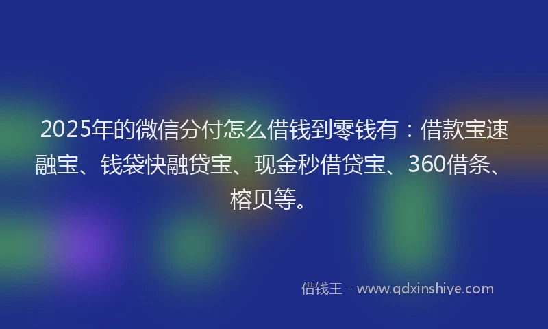 2025年的微信分付怎么借钱到零钱有：借款宝速融宝、钱袋快融贷宝、现金秒借贷宝、360借条、榕贝等。