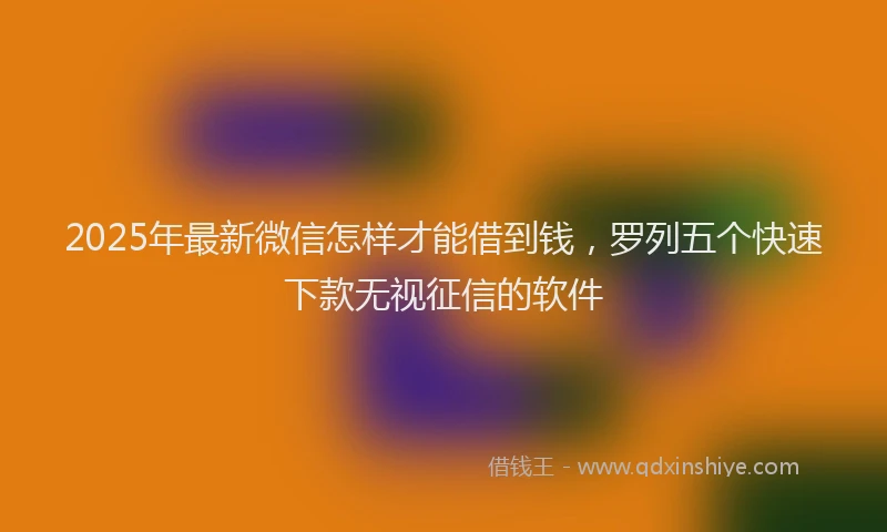 2025年最新微信怎样才能借到钱，罗列五个快速下款无视征信的软件